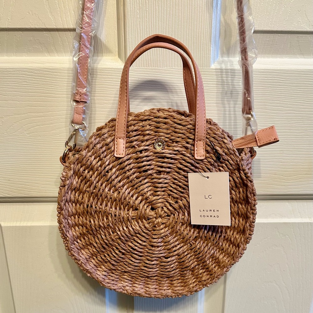 LC Lauren Conrad Tan and Pink Crossbody Bag